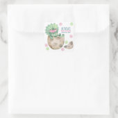 Triceratops Dinosaurus Meisje Baby shower Vierkante Sticker (Tas)