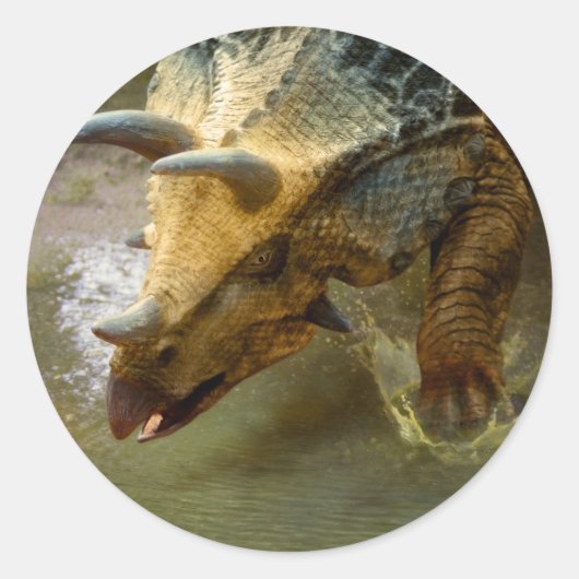 Triceratops Dinosaurus Ronde Sticker (Voorkant)