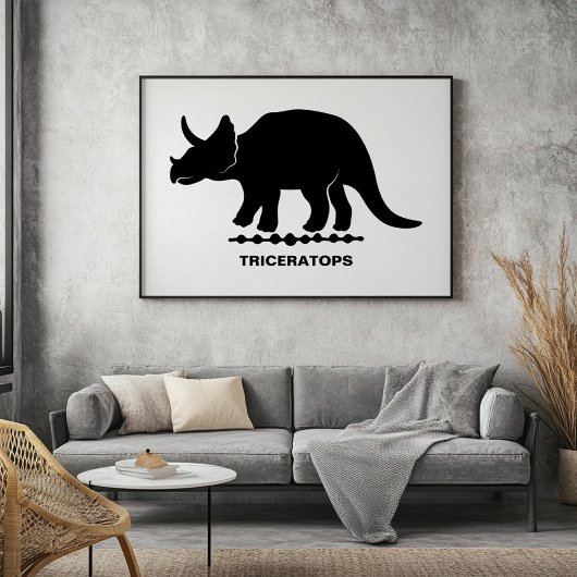 Triceratops dinosaurus silhouet poster