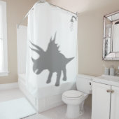 Triceratops dinosaurus silhouet schaduw achter douchegordijn (In situ)