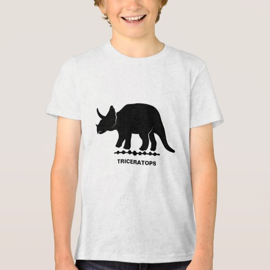 Triceratops Dinosaurus Silhouet Tri-Blend Shirt (Voorkant)