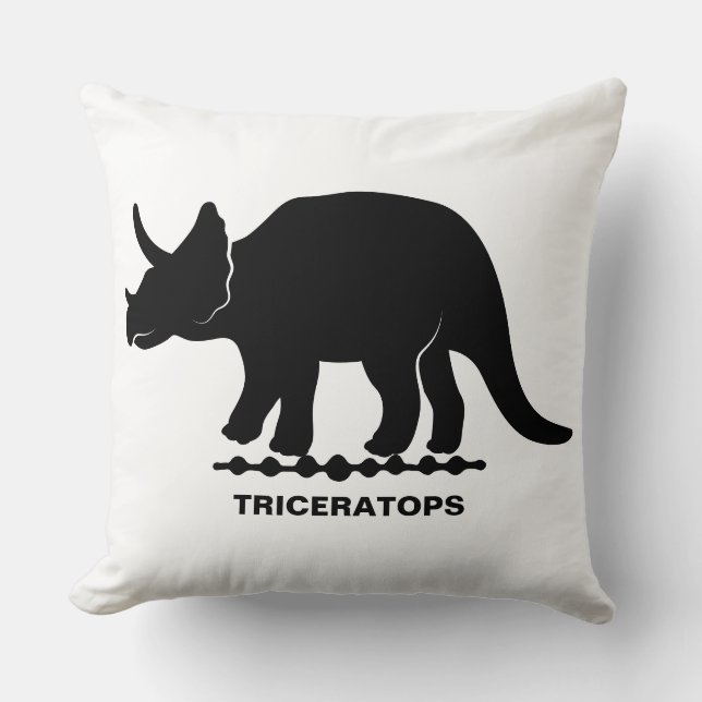 Triceratops Dinosaurus Silhouet Worpkussen Kussen (Voorkant)