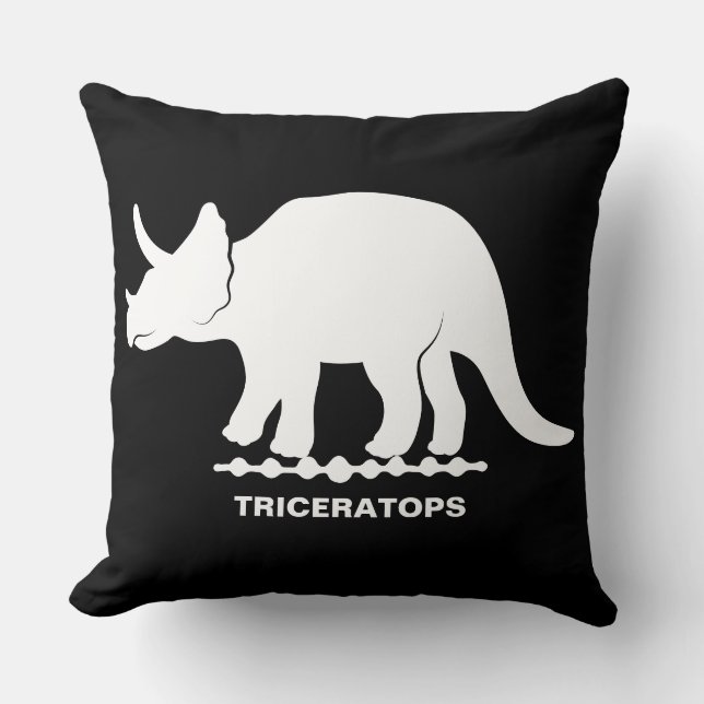 Triceratops Dinosaurus Silhouet Worpkussen Kussen (Voorkant)