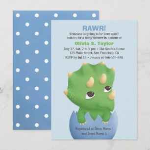 Triceratops dinosaurus thema baby shower kaart