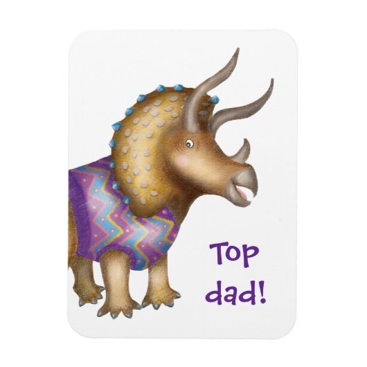 Triceratops dinosaurus 'Top Dad' magneet (Verticaal)