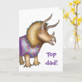 Triceratops dinosaurus 'Top Dad' Vaderdag kaart (Gele Bloem)