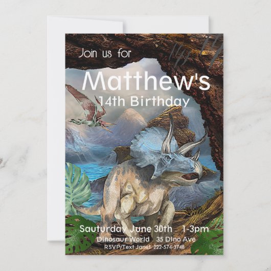 Triceratops, Dinosaurus verjaardag, Kaart (Voorkant)