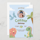 Triceratops dinosaurus verjaardagsfeestje kaart (Voorkant / Achterkant)