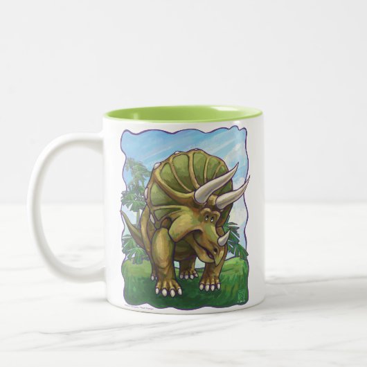 Triceratops en kwartels tweekleurige koffiemok (Links)