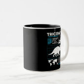 Triceratops factsheet Dinosaurus Feiten Tweekleurige Koffiemok (Voorkant rechts)