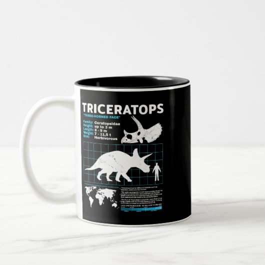 Triceratops factsheet Dinosaurus Feiten Tweekleurige Koffiemok (Links)