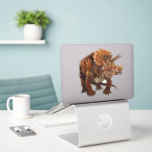 Triceratops Forest Art Sticker (Laptop op bureau)