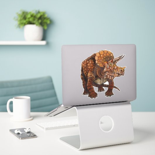 Triceratops Forest Art Sticker (Laptop op bureau)