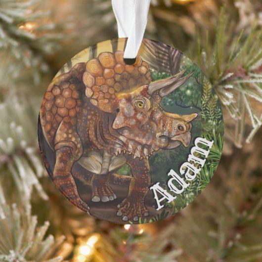 Triceratops Forest Custom Name Ornament (Boom)