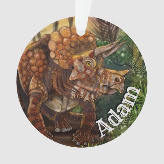 Triceratops Forest Custom Name Ornament (voorkant)