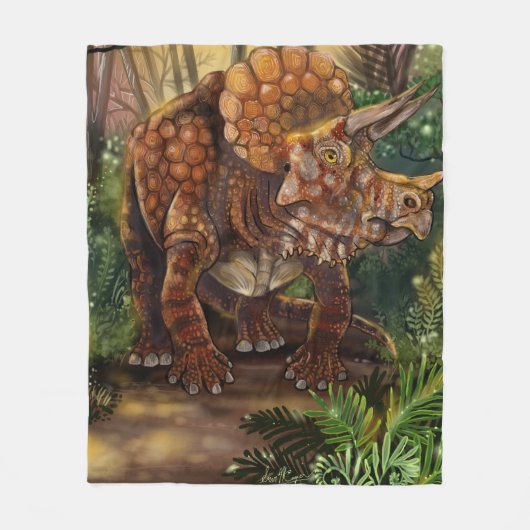 Triceratops Forest Fleece Deken (Voorkant)