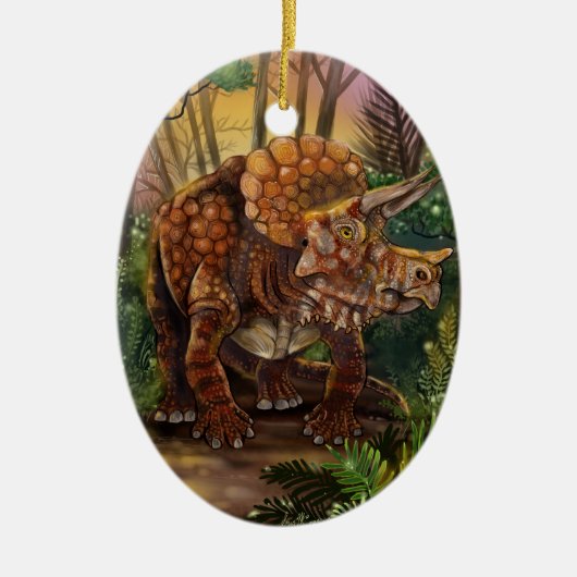Triceratops Forest Keramisch Ornament (Voorkant)