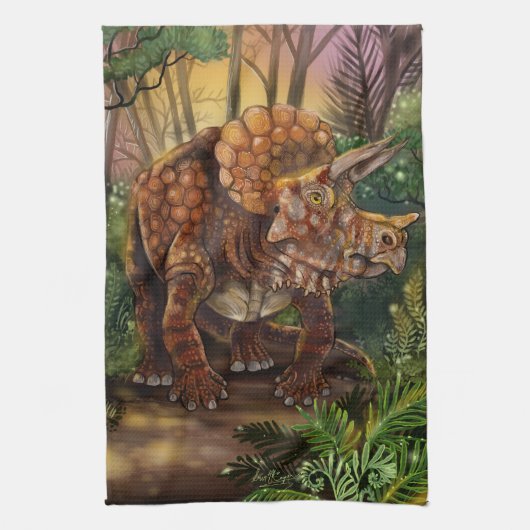 Triceratops Forest Theedoek (Verticaal)