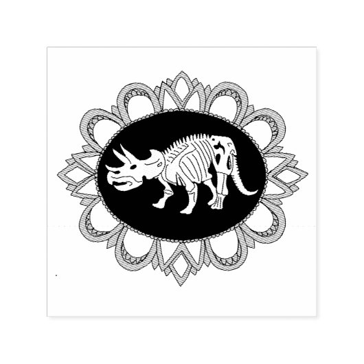Triceratops fossiele camee zelfinktende stempel (Design)