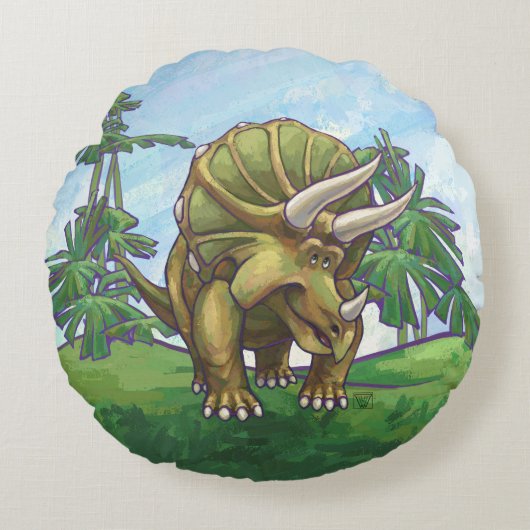 Triceratops Gifts & Accessoires Rond Kussen (Voorkant)