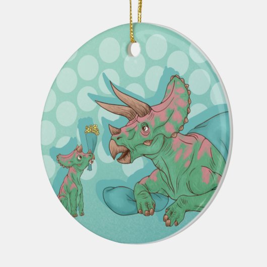 Triceratops Giving Flowers Keramisch Ornament (Links)