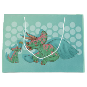Triceratops Giving Flowers Large Cadeautasje