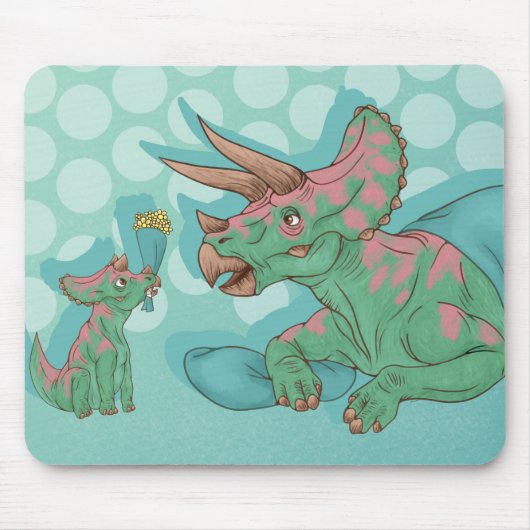 Triceratops Giving Flowers Muismat (Voorkant)