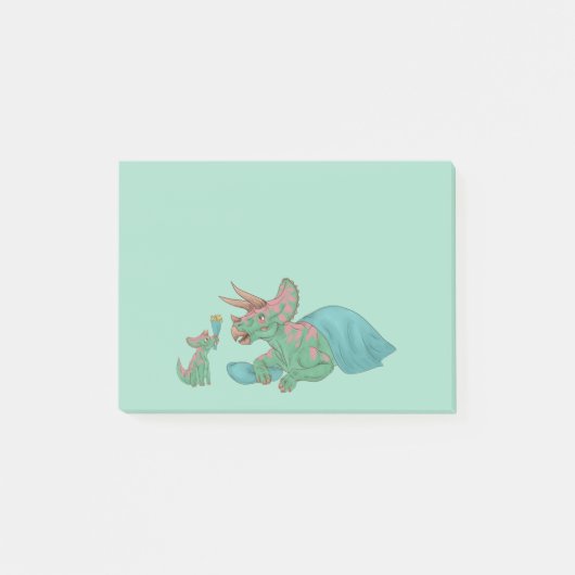 Triceratops Giving Flowers Post-it® Notes (Voorkant)