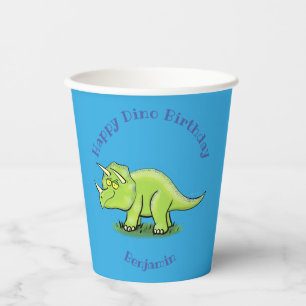Triceratops happy dinosaur cartoon papieren bekers