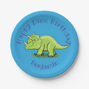 Triceratops happy dinosaur cartoon papieren bordje