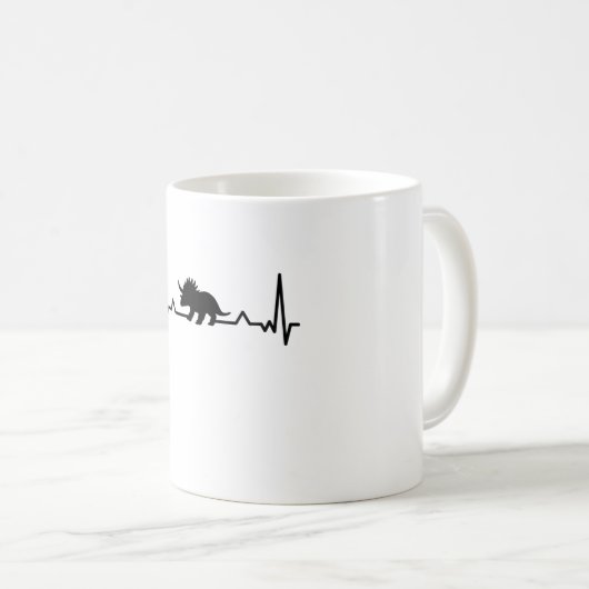 Triceratops Heartbeat dinosaur Dino Gift Ma Pap Koffiemok (Voorkant rechts)