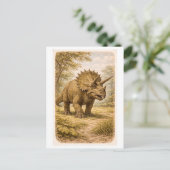 Triceratops-illustratie in vintage stijl briefkaart (Staand voorkant)