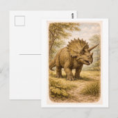 Triceratops-illustratie in vintage stijl briefkaart (Voorkant / Achterkant)