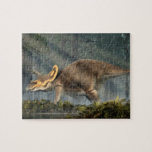 Triceratops in een Primeval Forest Legpuzzel (Horizontaal)