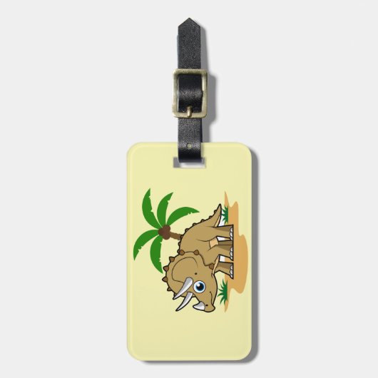 Triceratops in een tropisch klimaat. bagagelabel (Voorkant verticaal)