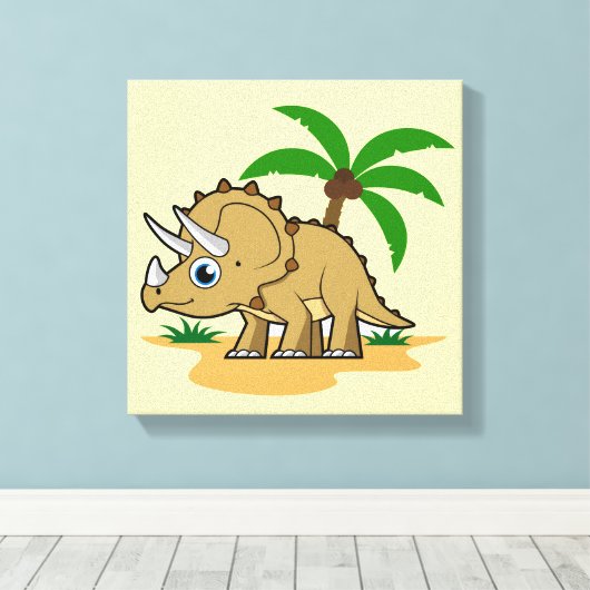 Triceratops in een tropisch klimaat. canvas afdruk (Insitu (Houten vloer))