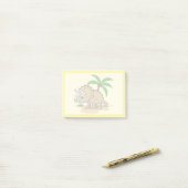 Triceratops in een tropisch klimaat. post-it® notes (Op bureau)