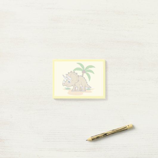Triceratops in een tropisch klimaat. post-it® notes (Op bureau)