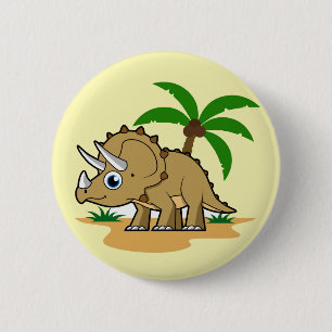 Triceratops in een tropisch klimaat. ronde button 5,7 cm