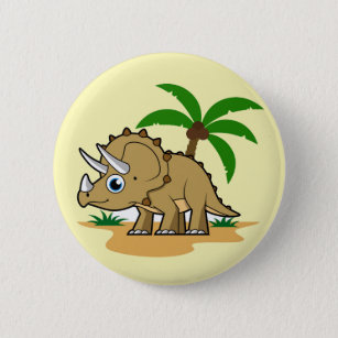 Triceratops in een tropisch klimaat. ronde button 5,7 cm