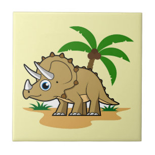 Triceratops in een tropisch klimaat. tegeltje