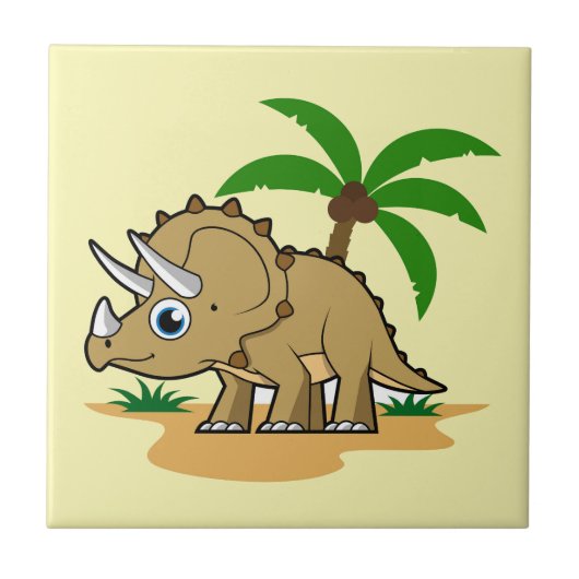Triceratops in een tropisch klimaat. tegeltje (Voorkant)