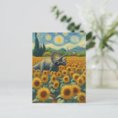 Triceratops in het Zonnebloemveld Van Gogh Briefkaart (Staand voorkant)