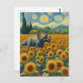 Triceratops in het Zonnebloemveld Van Gogh Briefkaart (Voorkant / Achterkant)