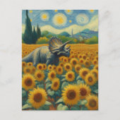 Triceratops in het Zonnebloemveld Van Gogh Briefkaart (Voorkant)