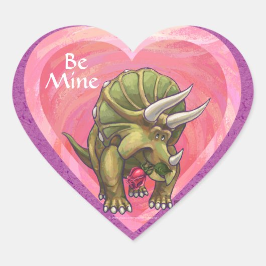 Triceratops in Love Valentijnsdag Hart Sticker (Voorkant)