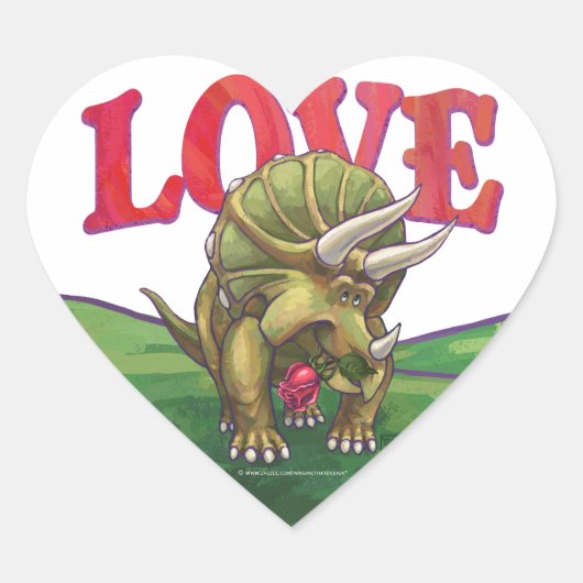 Triceratops in Love Valentijnsdag Hart Sticker (Voorkant)