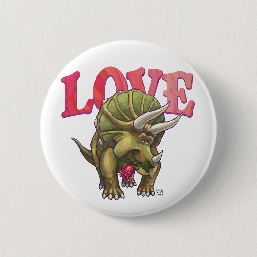 Triceratops in Love Valentijnsdag Ronde Button 5,7 Cm (Voorkant)
