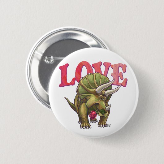 Triceratops in Love Valentijnsdag Ronde Button 5,7 Cm (Voorkant /achterkant)