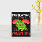 Triceratops Is My Valentine Funny Triceratops Vale Kaart (Gele Bloem)